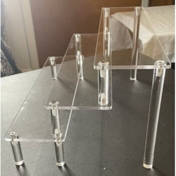 New Acrylic Display Risers,Clear Shelf 3 Tier Cupcake Display Stand Steps - Picture 2 of 3